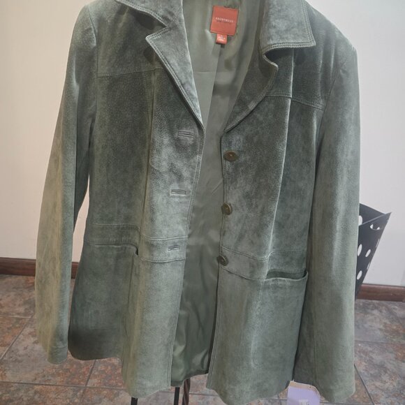 Women Green leather/suede jacket/blazer - Picture 3 of 3